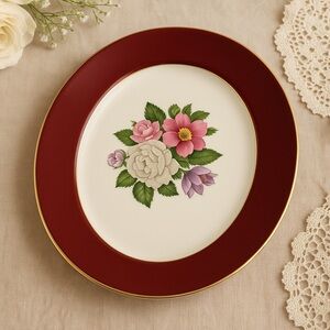 Vintage Homer Laughlin Cavalier Eggshell “Margaret Rose Maroon” Oval Platter